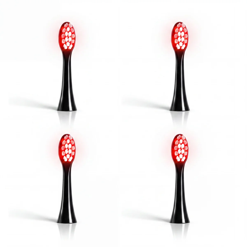 Nuvorite Replacement Brush Heads for Red Light Therapy Toothbrush – 4 Pack