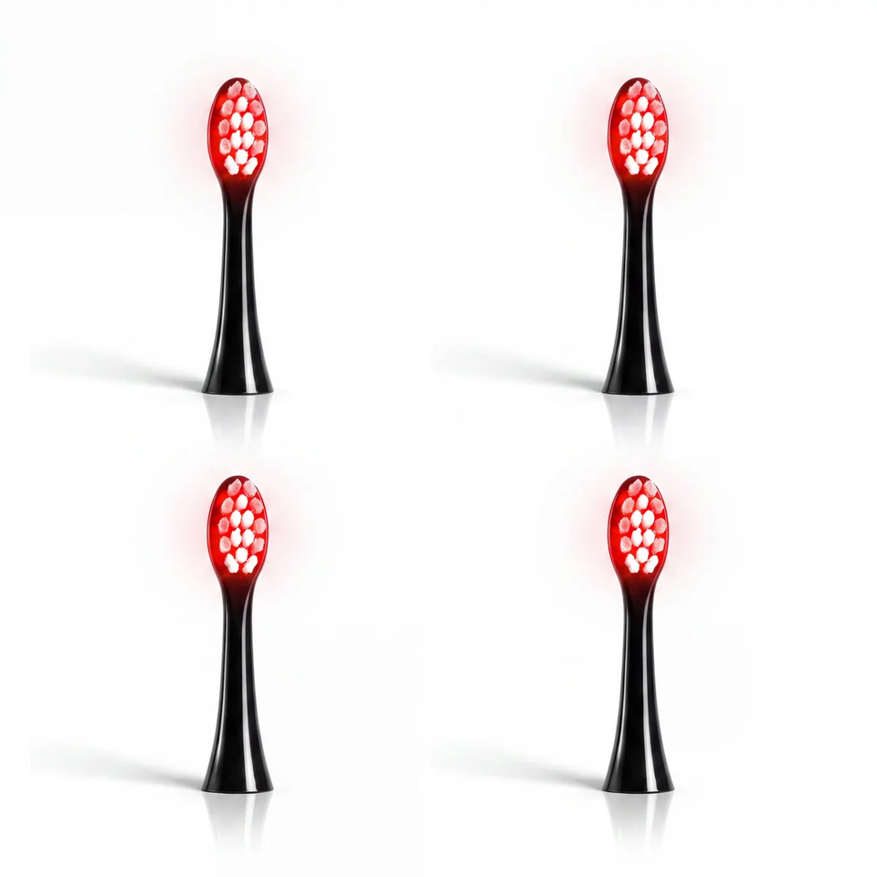 Nuvorite Replacement Brush Heads for Red Light Therapy Toothbrush – 4 Pack