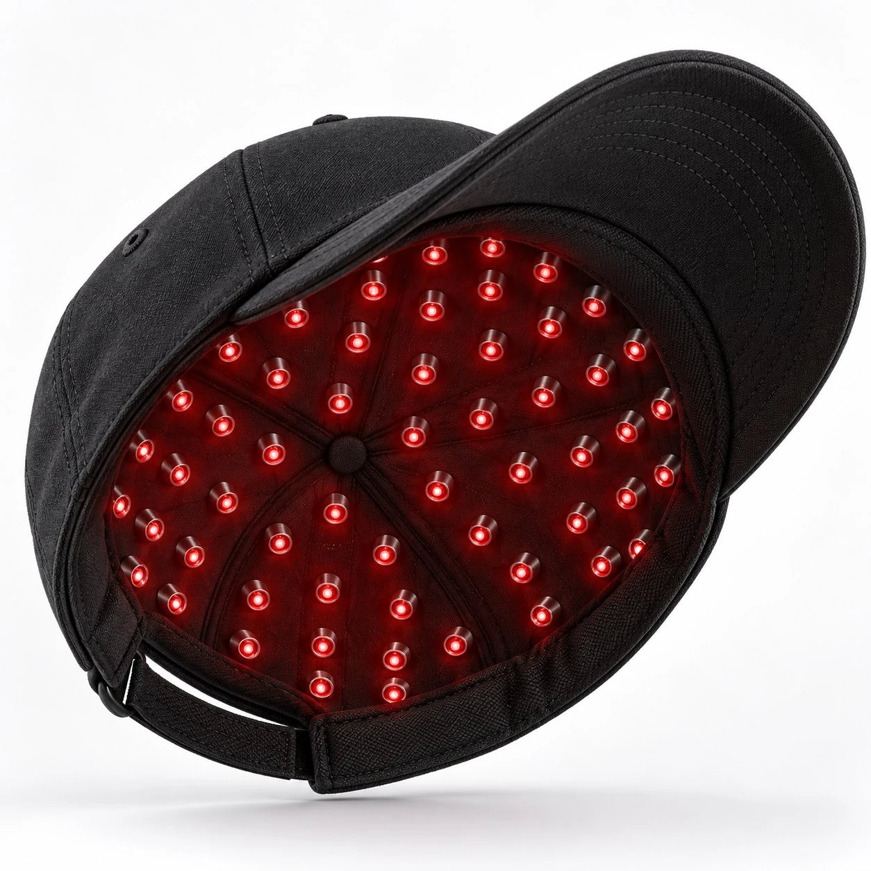 Interior view of the Nuvorite cap showing its dense red laser diode array