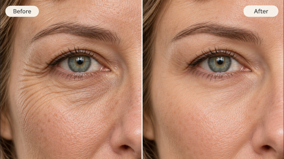Before-and-after eye-area comparison supplied by Nuvorite