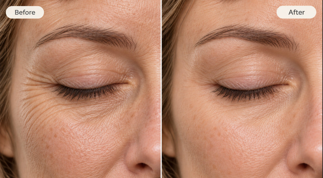 Before-and-after closed-eye comparison supplied by Nuvorite